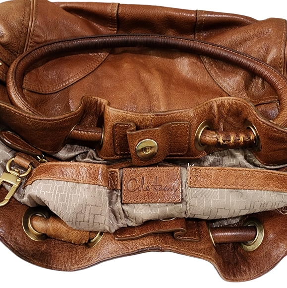 Cole Haan 100% Leather Brown Village Grommet Hobo Bag Medium Size - Picture 12 of 16